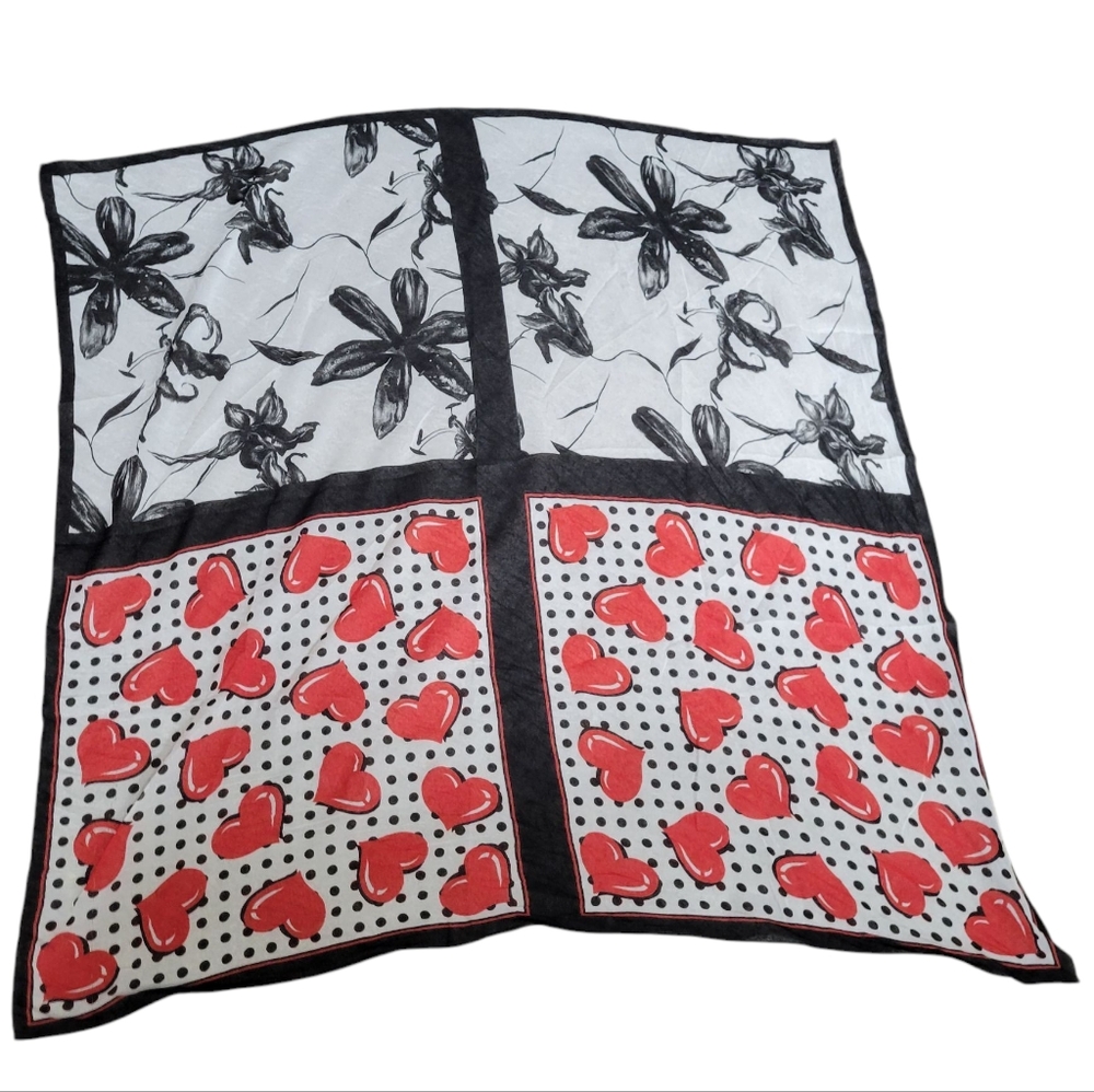 Nordstrom Floral Heart Polka Dot Square Scarf